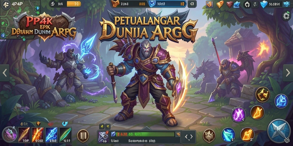 Tampilan gameplay 4P4P dengan pertarungan epik dan petualangan.