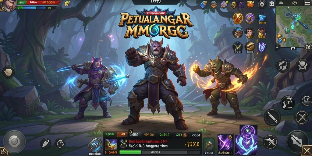 Screenshot gameplay 567TV menampilkan aksi pertempuran yang seru dalam MMORPG.