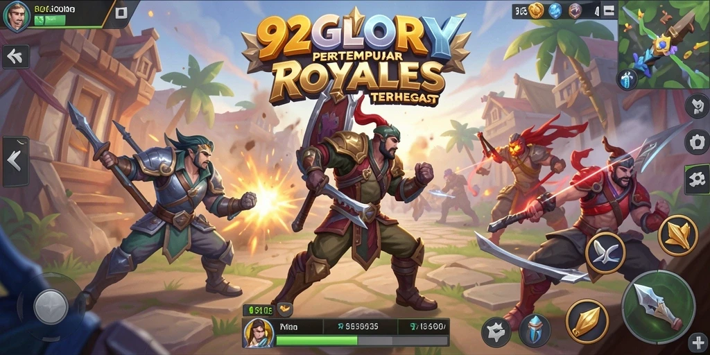 Tampilan seru gameplay Battle Royale di 92GLORY.