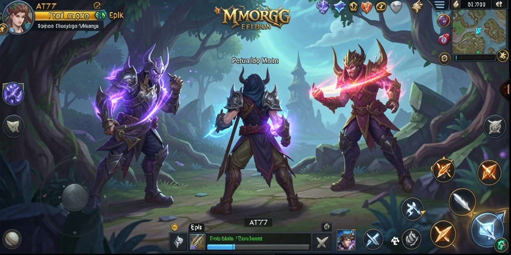 Tangkapan layar gameplay AT777 yang menunjukkan aksi pertempuran seru.