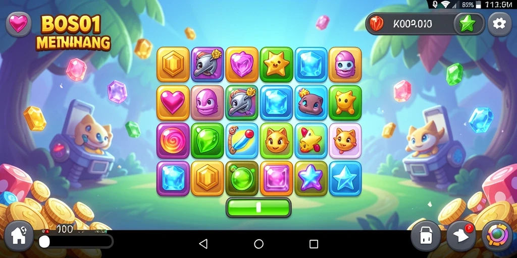 Tampilan gameplay menarik dari BOS01 dengan level Match-3 yang seru.