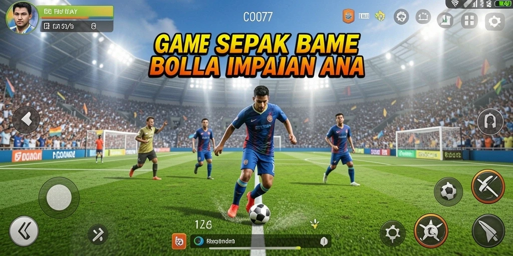 Tampilan gameplay COO77 yang mendebarkan dengan aksi sepak bola nyata.