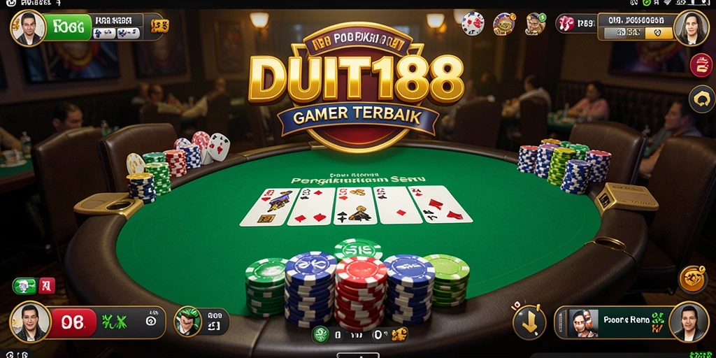 Tampilan gameplay Poker yang seru dan menarik di DUIT188.