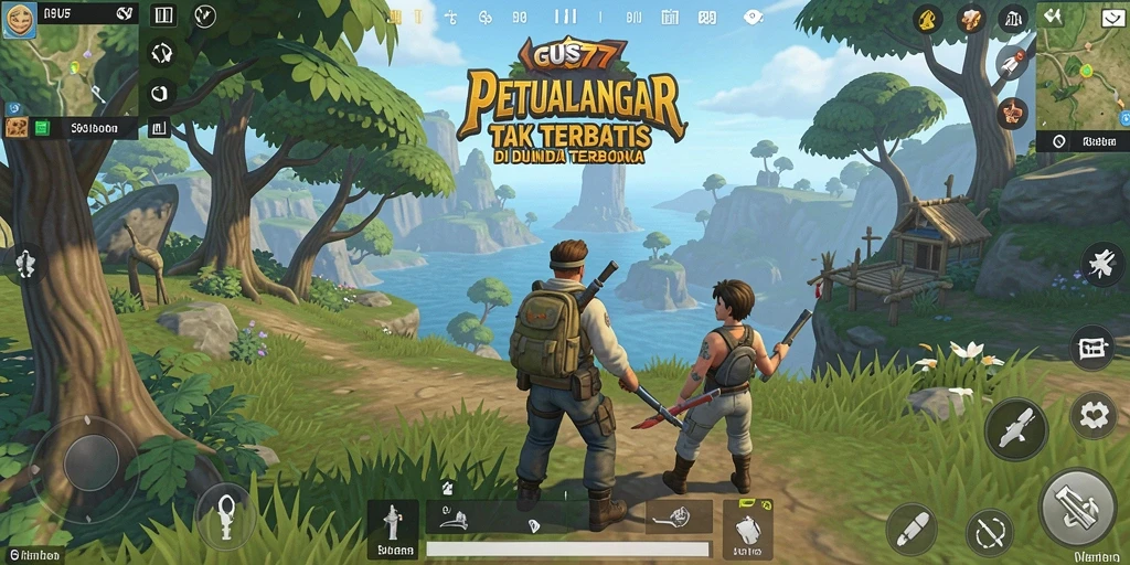 Screenshot GUS77 menampilkan karakter pemain menjelajahi dunia yang luas.