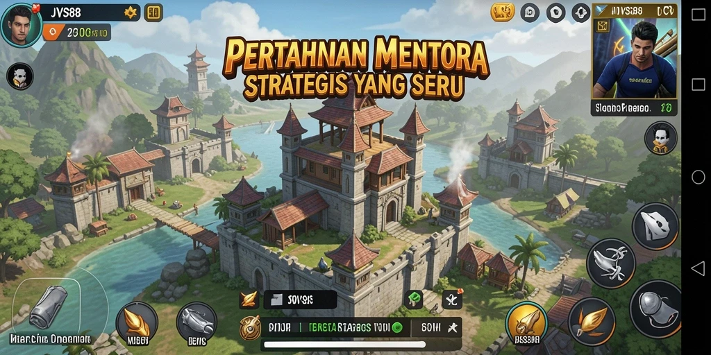 Tampilan gameplay <strong>JVS88</strong> yang menegangkan dalam pertarungan Tower Defense.