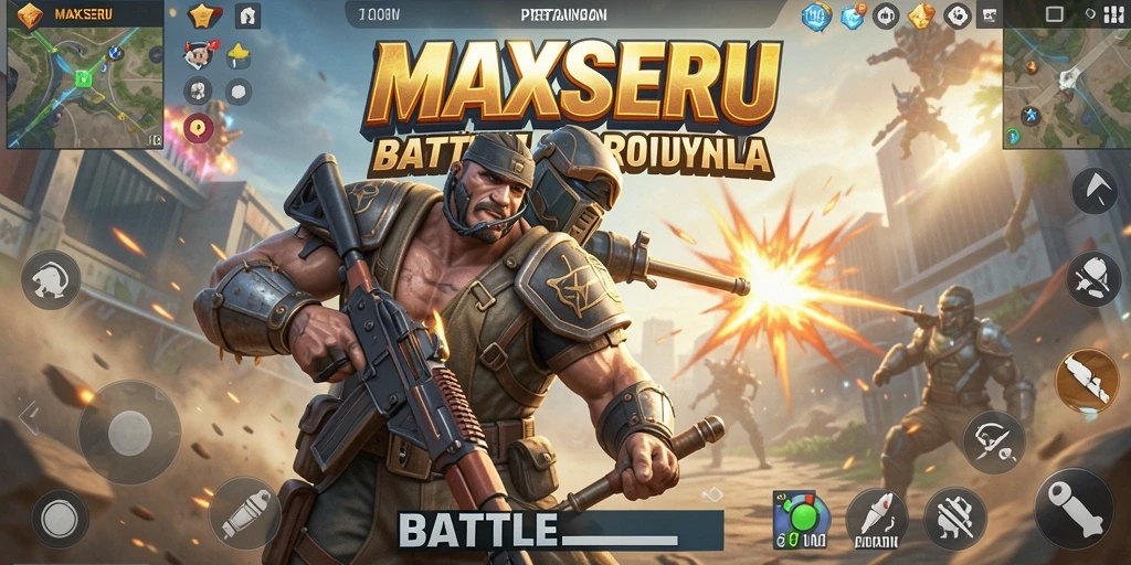 Gameplay Battle Royale yang intens dan mendebarkan di MAXSERU.