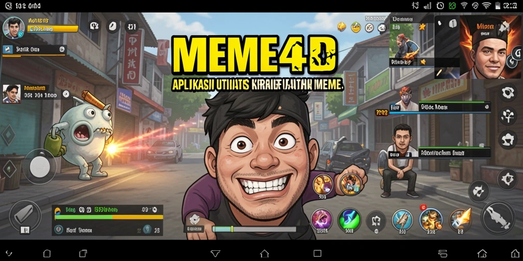 Tampilan antarmuka aplikasi MEME4D dengan fitur menarik untuk membuat meme.