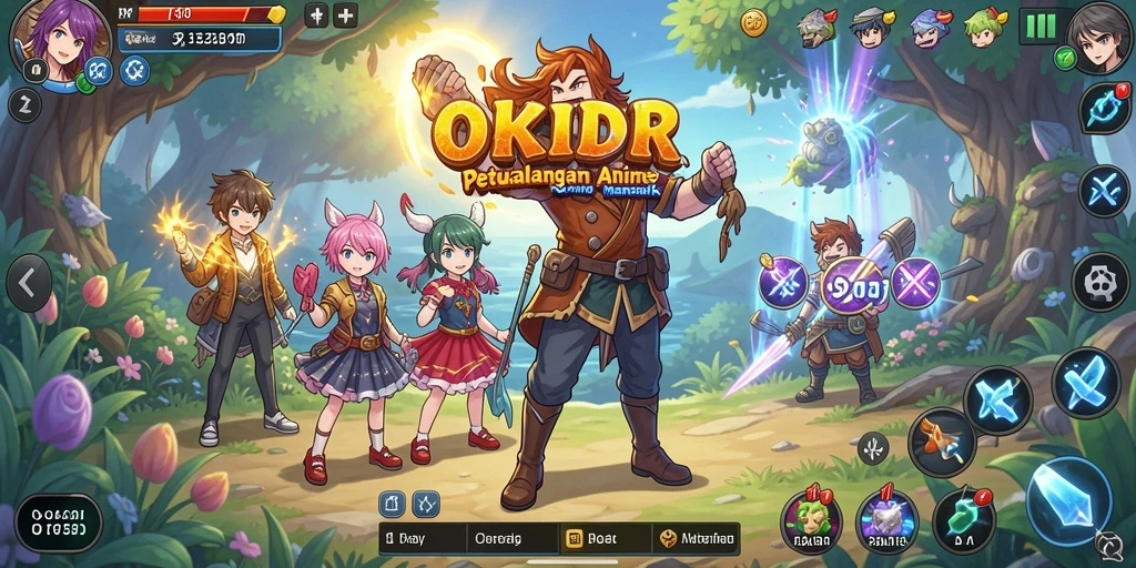 Screenshot gameplay OKIDR menampilkan karakter Anime yang beraksi.