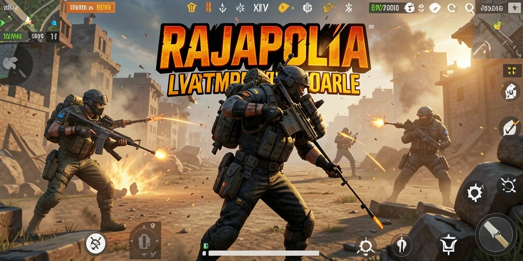 Tangkapan layar gameplay RAJAPOLA menampilkan pertempuran seru di arena Battle Royale.