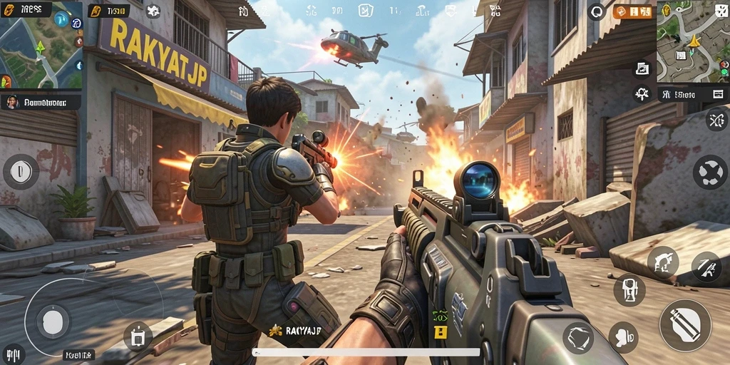 Tampilan aksi seru dalam game TPS RAKYATJP.